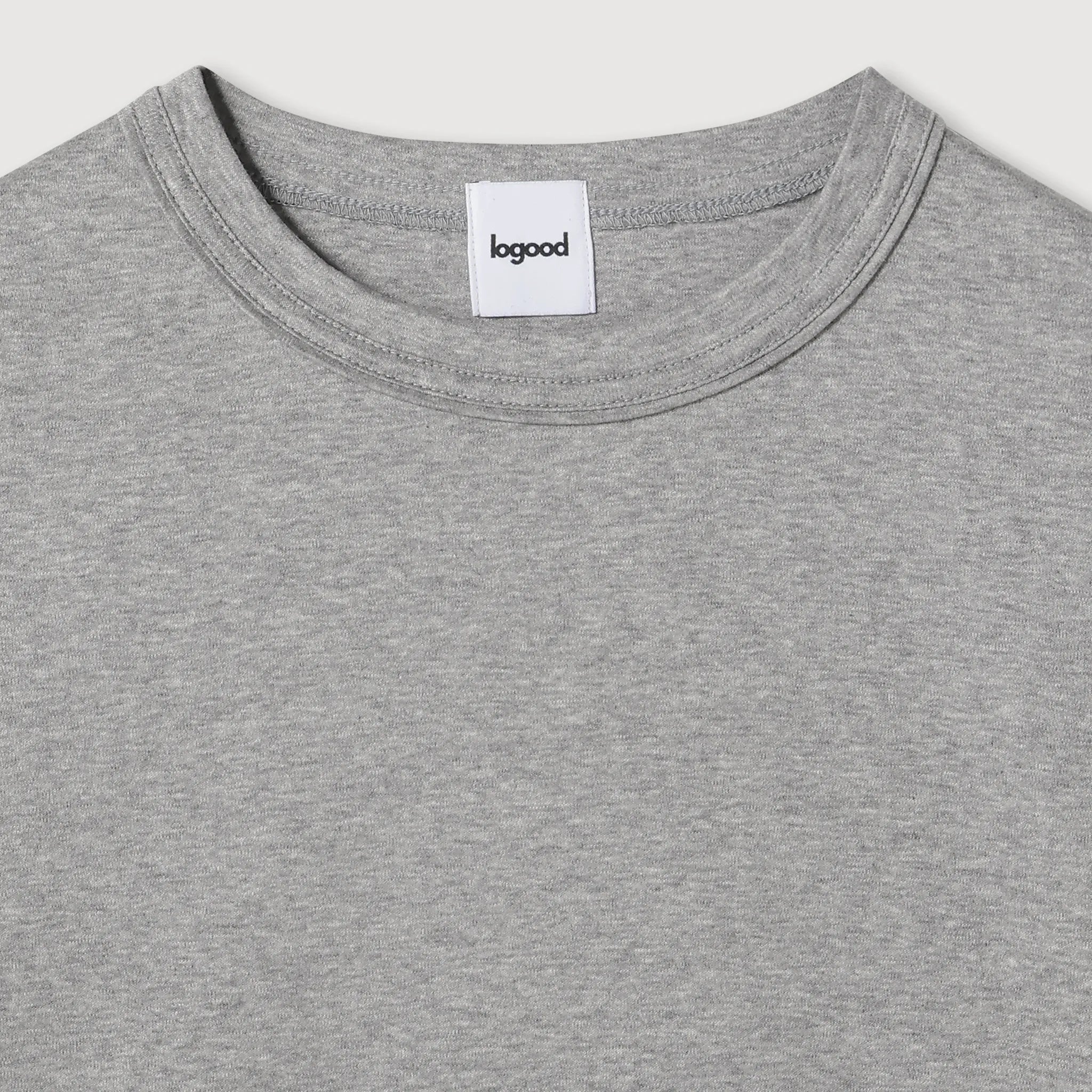 汗を気にしないTシャツ 杢グレー 商品画像 首元アップ