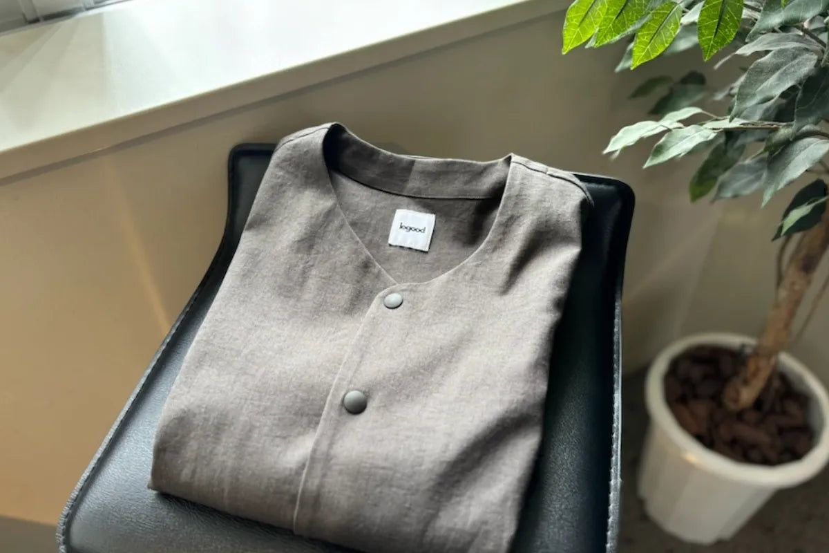 綿麻混・多機能カーディガン ブラウンカラー