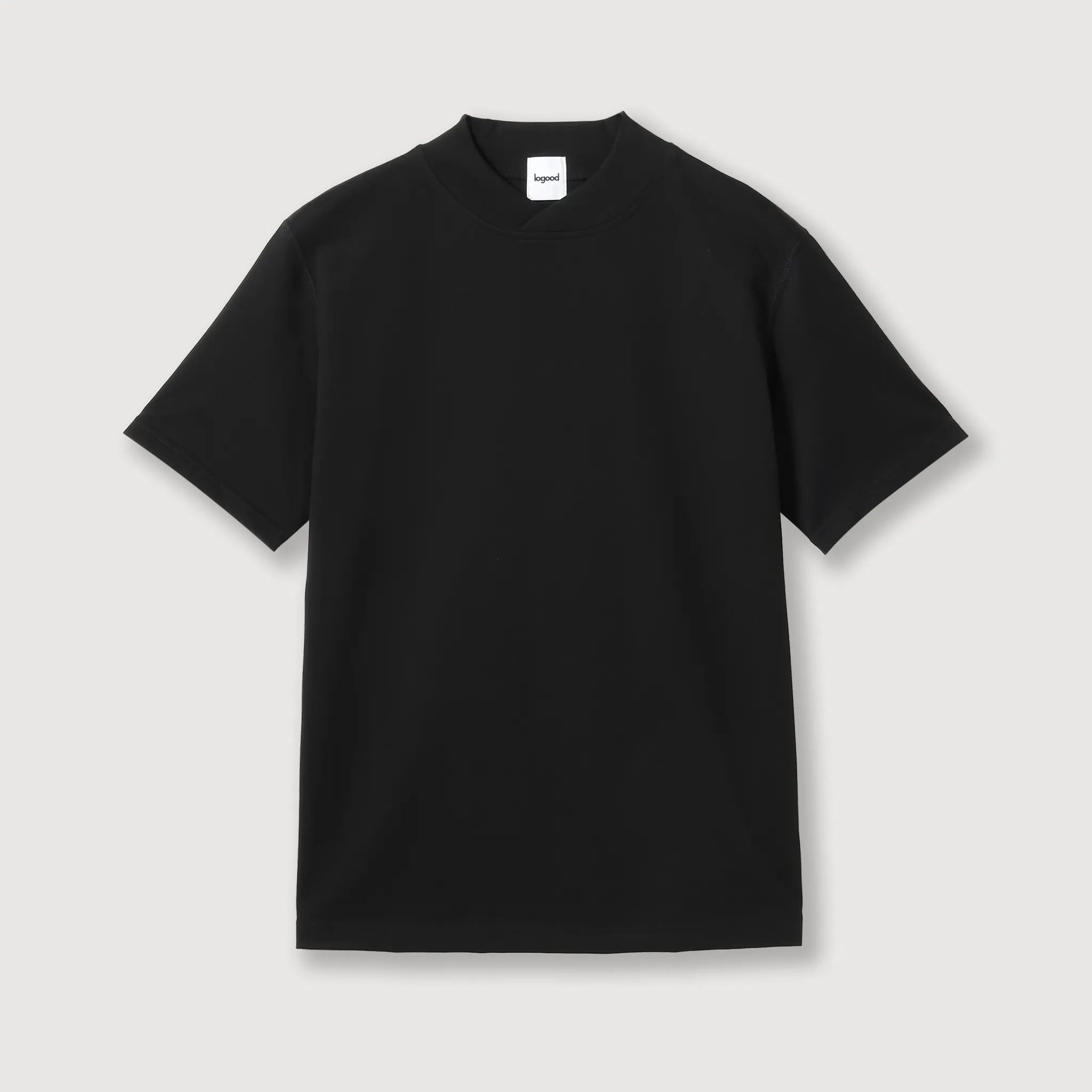 永く着られるクロスネックＴシャツ　ブラック　商品画像　正面